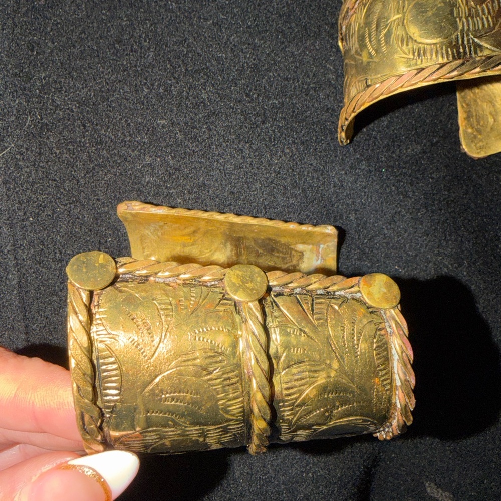 Victorian Cuff bracelets handmade vintage price is for both - Picture 3 of 7
